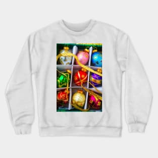 Gold Ribbon And Box Of Ornaments Crewneck Sweatshirt